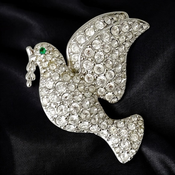 COPY - Swarovski Crystal Silver Peace Dove Limited Edition Pin Brooch NEW - Picture 2 of 4
